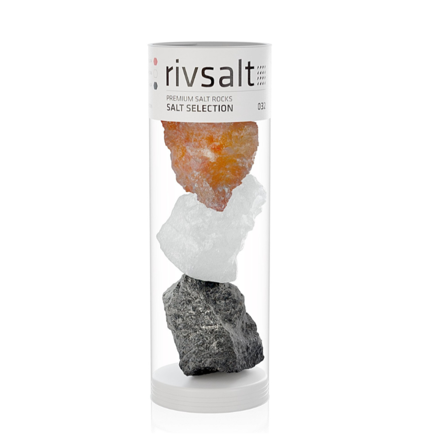 032 SALT SELECTION [US ONLY] - Auswahl. Drei verschiedene Salzsteine. Stilvolle Geschenkverpackung.