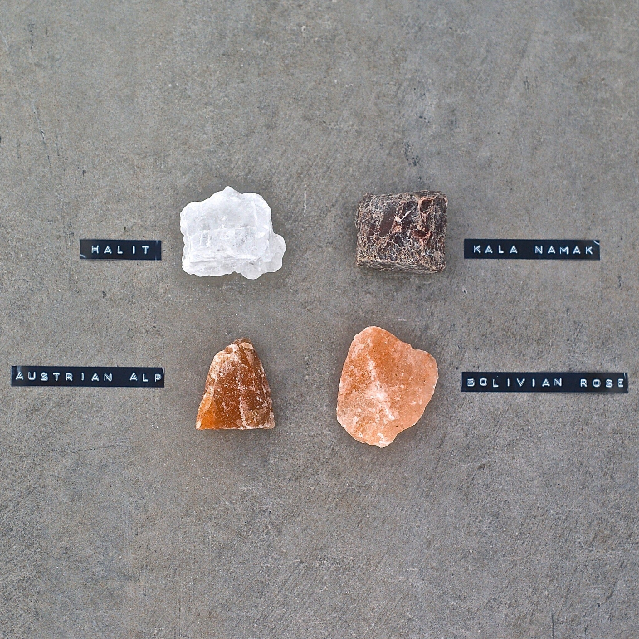 008 TASTE - selection of four LARGE salt rocks. stylish gift pack.